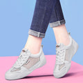 Women's white leather sneakers - spring/summer 2025 collection: lightweight, breathable mesh, comfortable lace-up, versatile & trendy athletic shoes
