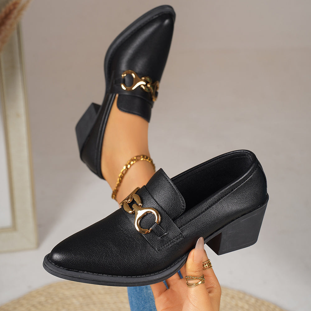 Women's high heels for export, spring  new collection: stylish, versatile, deep-v, platform, soft leather, chunky heel pumps - perfect for cross-border e-commerce
