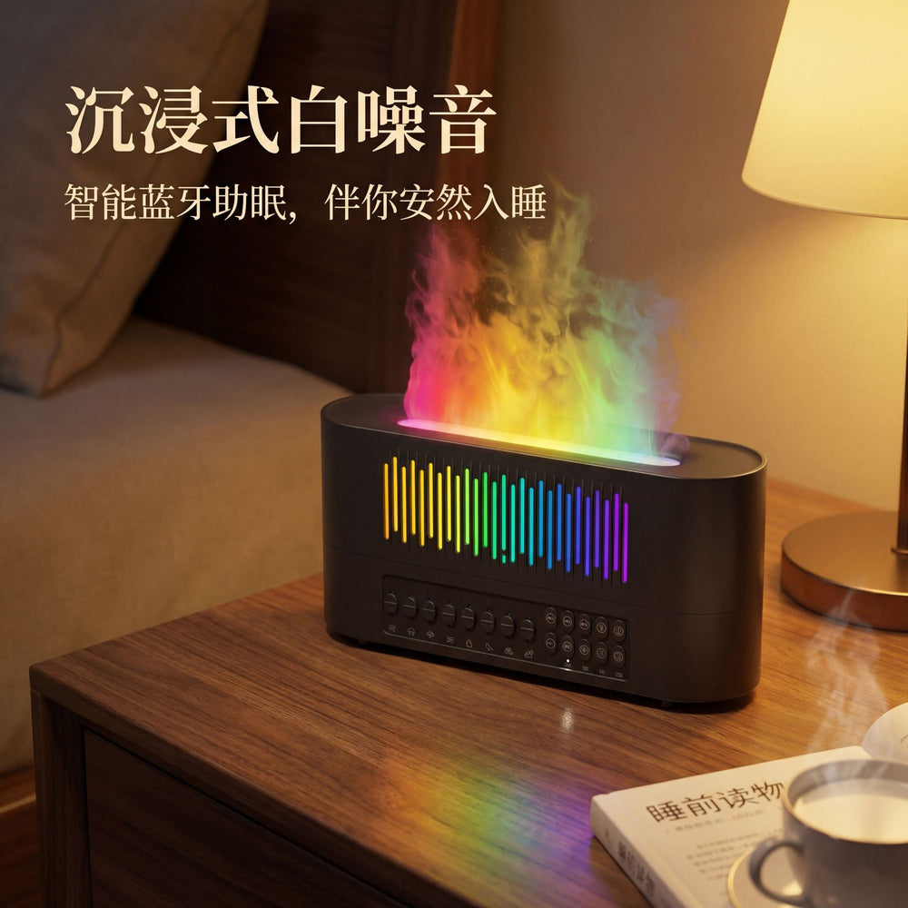white noise flame aromatherapy humidifier for home desktop small desktop bluetooth speaker sleep night light