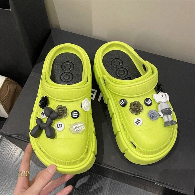 Baotou shoes heightenedthick solecute crocs women's summer slippers crocs diy accessories non-slip 2025new arrival
