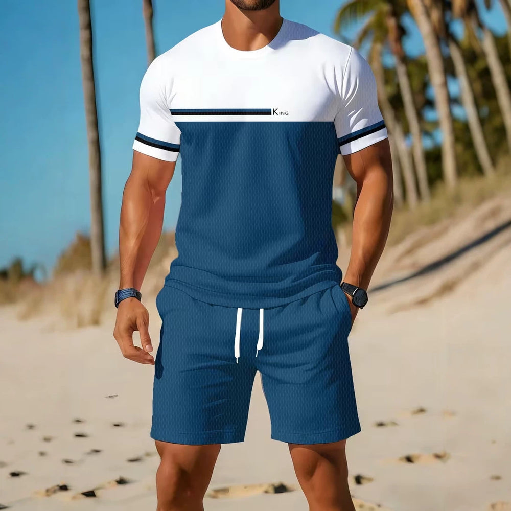 men's short-sleeve and shorts set, casual sportswear set, 3d printed cross-border hot seller, dropshipping available