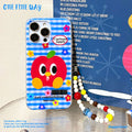 Blue grid apple flower suitable for iphone17 mobile phone case apple 16promax white large hole imd protective cover