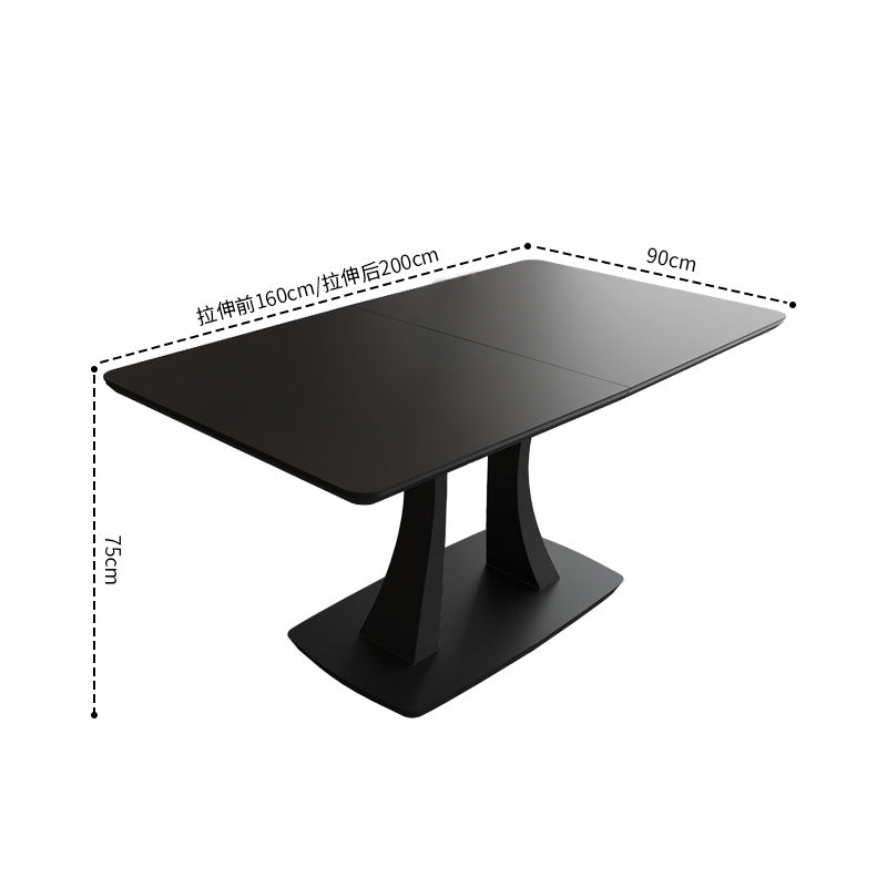 Customizable italian minimalist rectangular extendable dining table - light luxury, high-end, perfect for small apartments and living rooms