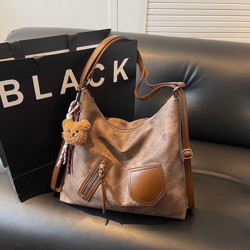 Cross-border high-end retro messenger bag women's 2025 autumn and winter casual versatile single shoulder large-capacity commuter tote bag