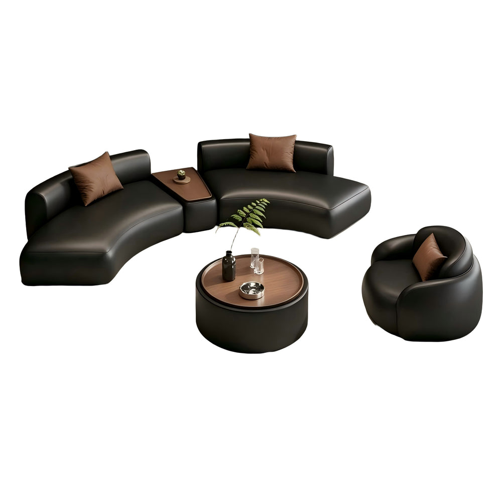 new luxury black semi-circular office sofa set - ideal for business meetings and reception areas