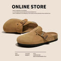 2024 new women's autumn/winter british style chunky sole birkenstock-style casual half slippers, trendy versatile durable closed-toe slippers wholesale