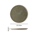 Stylishretro creative ceramic tableware kiln turned flat plate restaurant hotel stoneware western food steak plate japanese round plate