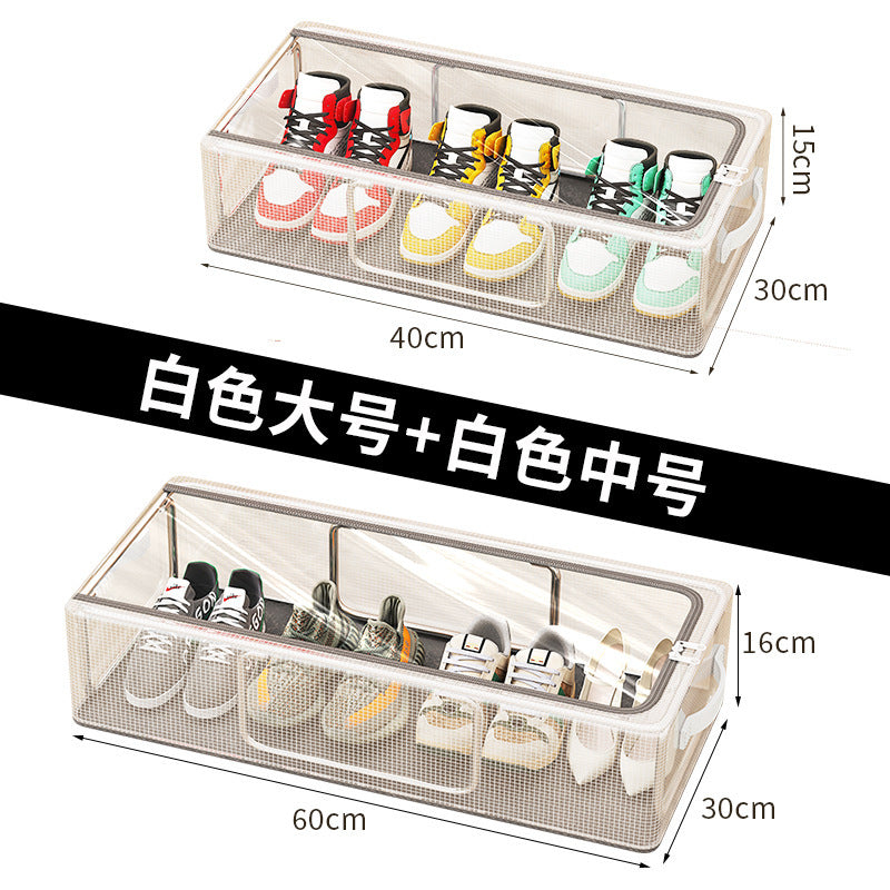 2024 new PVC installation-free household transparent storage shoe box thickened steel frame foldable bed bottom storage box