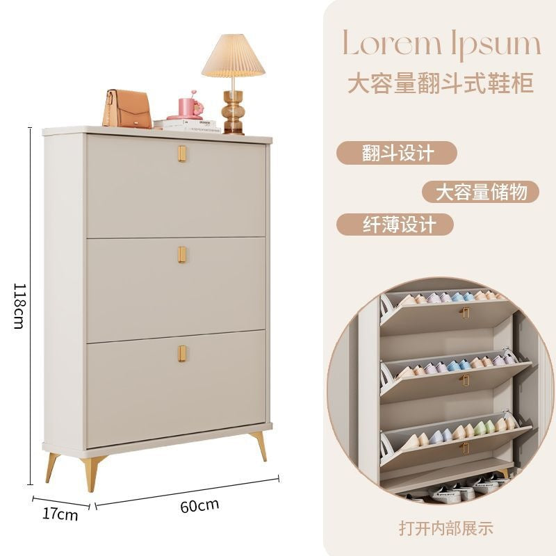 Tipping shoe cabinet solid wood for home door new arrival large capacity entrance cabinet small narrow shoe rack