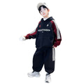 Boys' spring/autumn korean style color block hooded two-piece set -  new kids' spring activewear sweatshirt set