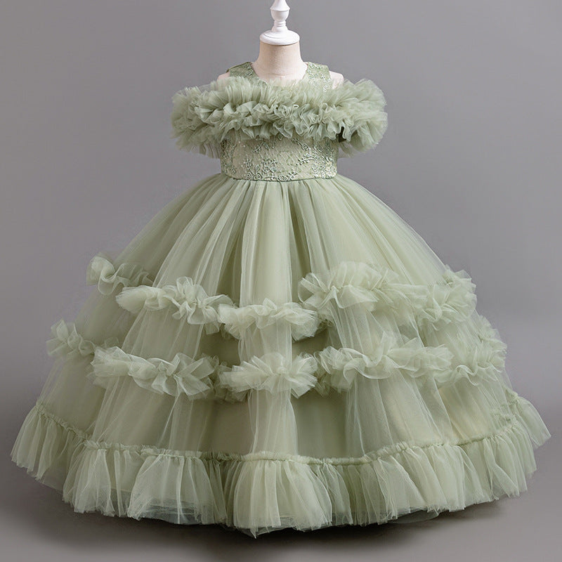 New arrivalin stock tutu evening dress pattern princess dress girl piano performance dress flower girl