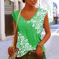 casual sleeveless v-neck floral and vine print polka dot comfortable versatile loose-fit summer top