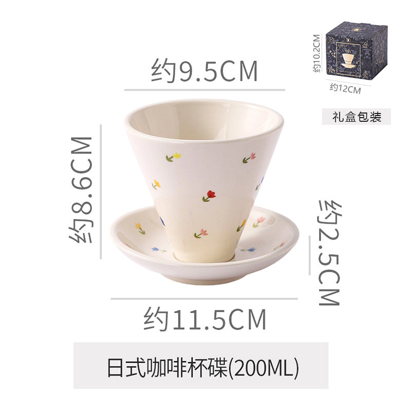Creative niche style ceramic coffee cup and saucer suitjapanese style mug retro stoneware latte latte cup gift box