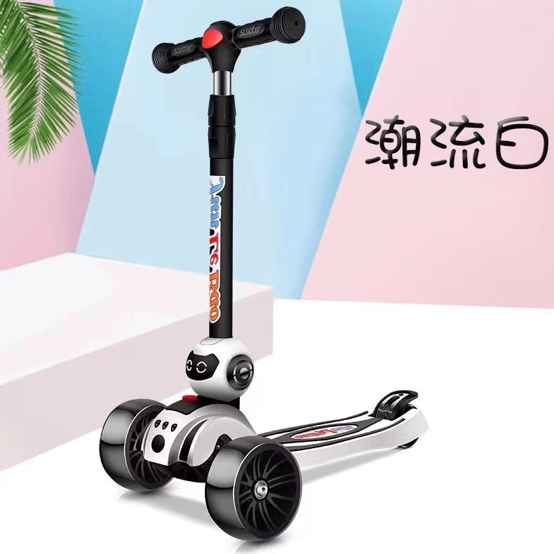 Children's four-wheel flash scooter, adjustable height children's toy scooter for 2-6 years old, supplied by the manufacturer