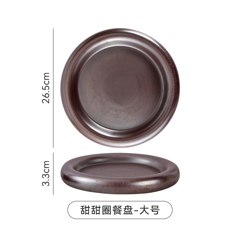 Ceramic steak dinner plate western food light luxury classy sense creative dessert plate for home donut high value dish plate