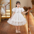 Ready-to-ship wholesale children's clothing: puff sleeve sequin mesh tutu princess dress, girls' kids dress