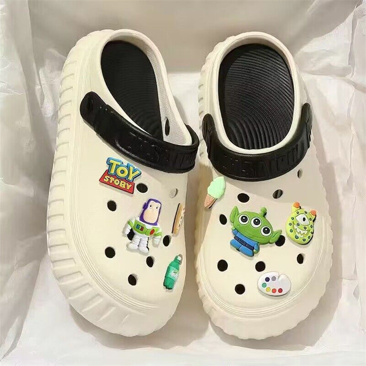 Women's summer clogs: 2023 new cute thick-soled beach cartoon closed-toe half slippers - "cloud-like comfort"