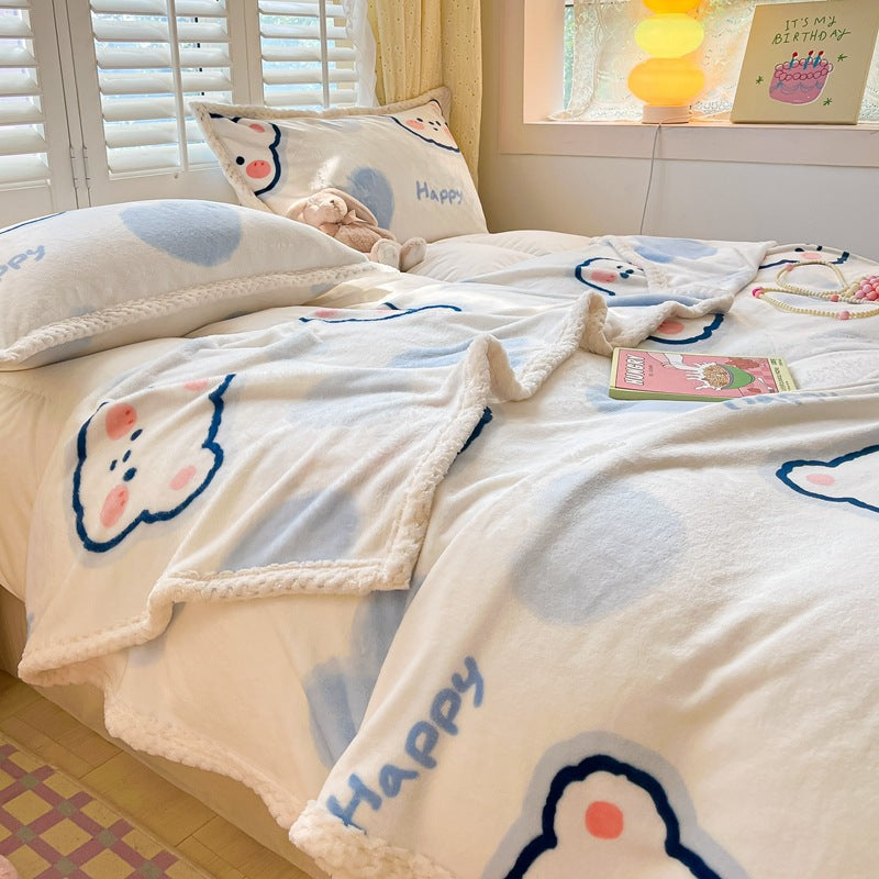 Winter flannel blanket thickened warm coral fleece blanket milk fleece nap blanket office blanket wholesale
