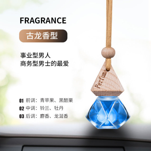 Car perfume square pendant hanging car aromatherapy bottle refill liquid fragrance long-lasting light fragrance car interior pendant