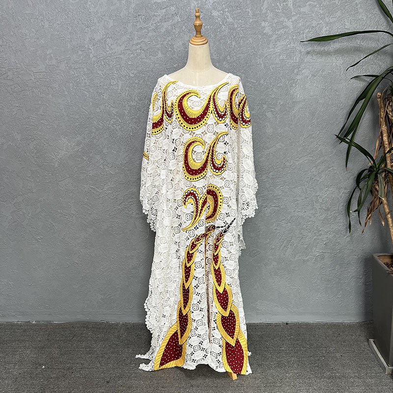 supply loose water-soluble lace robe robe bat shirt long skirt plus size women's dress african