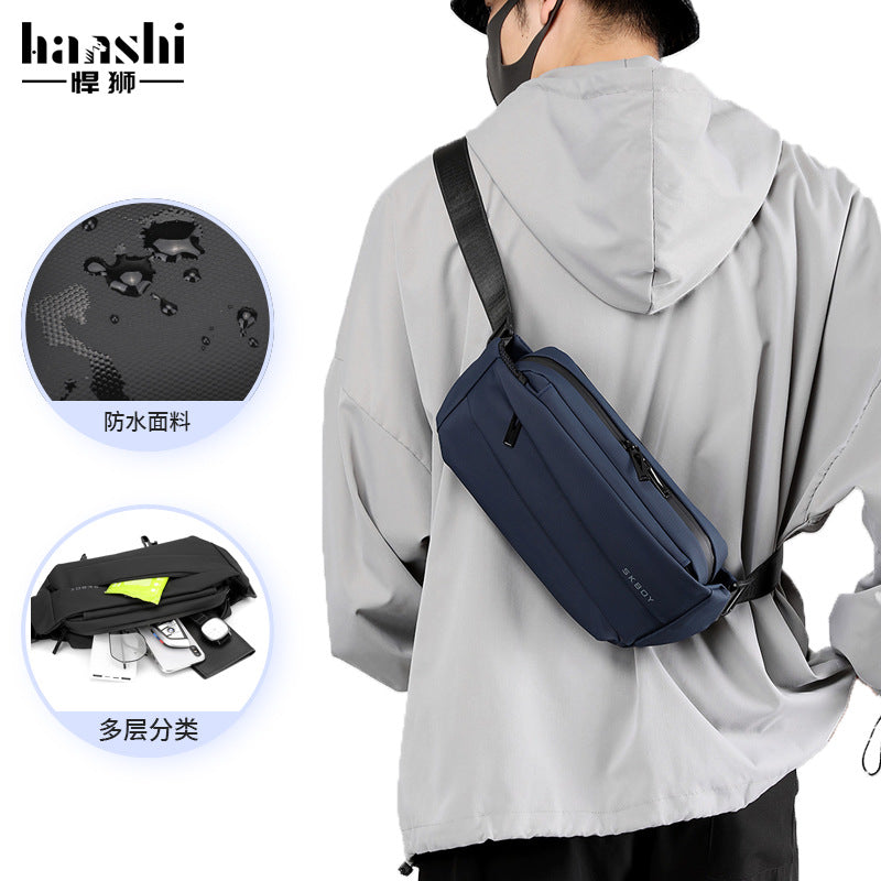 Cross-border casual men's breast bag, high-end fashion and lightweight women's messenger bag, travel waterproof fanny bag, commuter shoulder bag