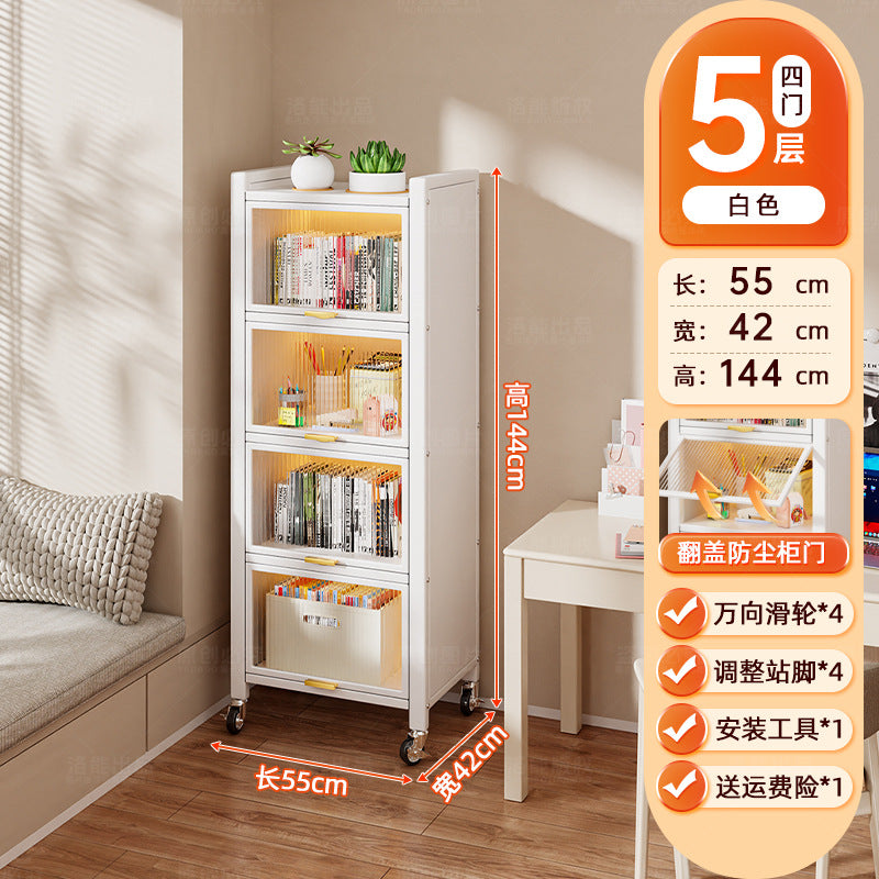Steel dust-proof bookcase crevice bookshelf living room vertical cabinet with door locker bedroom narrow cabinet floor storage cabinet