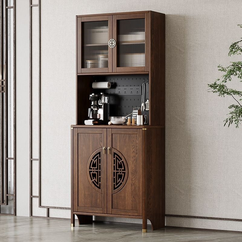 New chinoiserie solid wood sideboard all-in-one wall-mounted tea cabinet kitchen dining room living room wine cabinet solid wood storage cabinet