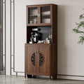 New chinoiserie solid wood sideboard all-in-one wall-mounted tea cabinet kitchen dining room living room wine cabinet solid wood storage cabinet