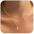 Amazon cross-border new 18k gold 26 letter pendant necklace fashionable exquisite layered choker chain two-piece set for women