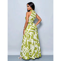 cross-border new women's elegant halter neck printed dress
