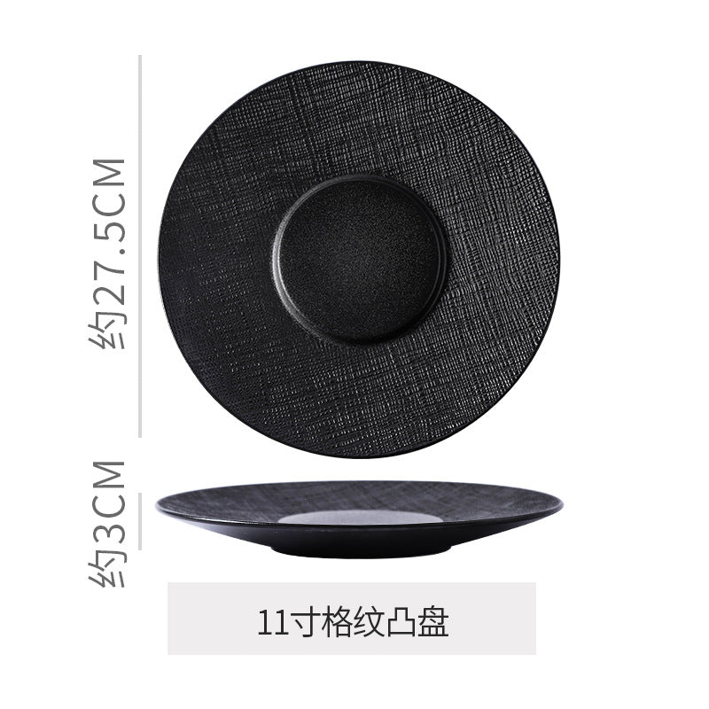 Scandinaviancasual style high-looking black and white ceramic tableware baking dish popular hotel restaurant high-end display flat plate