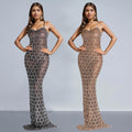 C7160 cross-border    new women's sexy suspender hot diamond hip cover evening dress