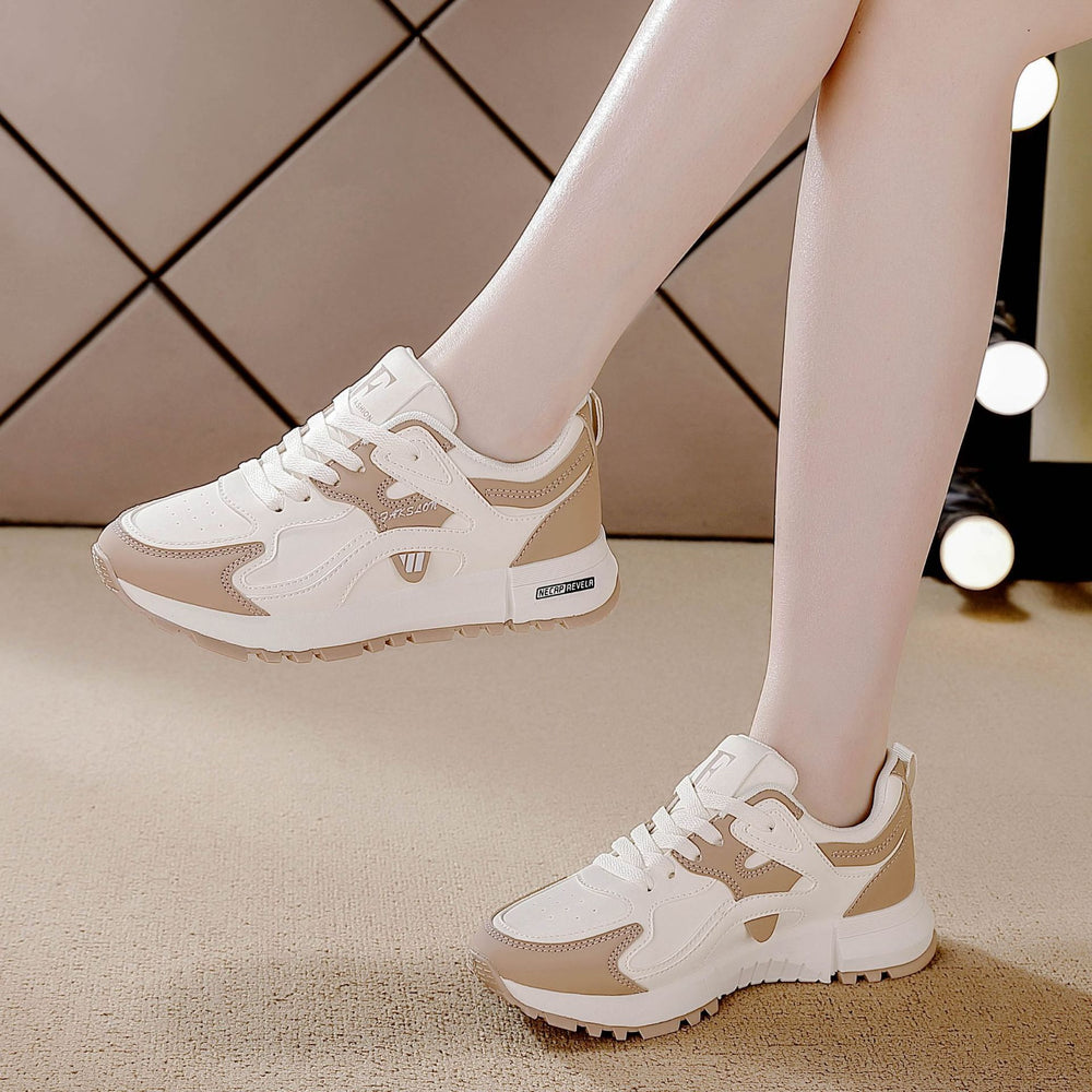 2025 fashion all-season new argan shoes women's wear-resistant athletic shoes leather breathable korean style versatile casual chunky sneakers