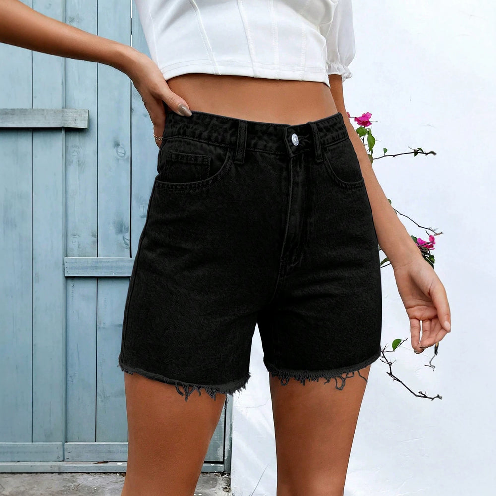 In stock-20666#  cross-border fashion and casual european and american fashion versatile summer elastic raw edge women's denim shorts