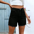 In stock-20666#  cross-border fashion and casual european and american fashion versatile summer elastic raw edge women's denim shorts