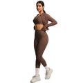 new cloud-soft brushed slim-fit long sleeve activewear set: includes a sporty jacket, casual peach lift leggings, and a yoga top – a three-piece workout outfit
