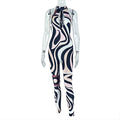 European and american style cross-border personalized print women's hollow-out slim-fit bodycon jumpsuit sleeveless zebra print long romper trendy
