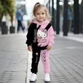 Kids' hoodie set, cross-border hot-selling cartoon animal print girls' fashion hooded sweatshirt and sweatpants set