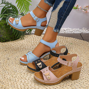 European and american chunky heel sandals for women,  summer new arrivals, plus size chunky heel high heel sandals, women's export casual sandals