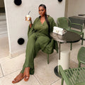 European and american cross-border african women's clothing  summer new casual fashion loose shirt top and high-waisted pants set