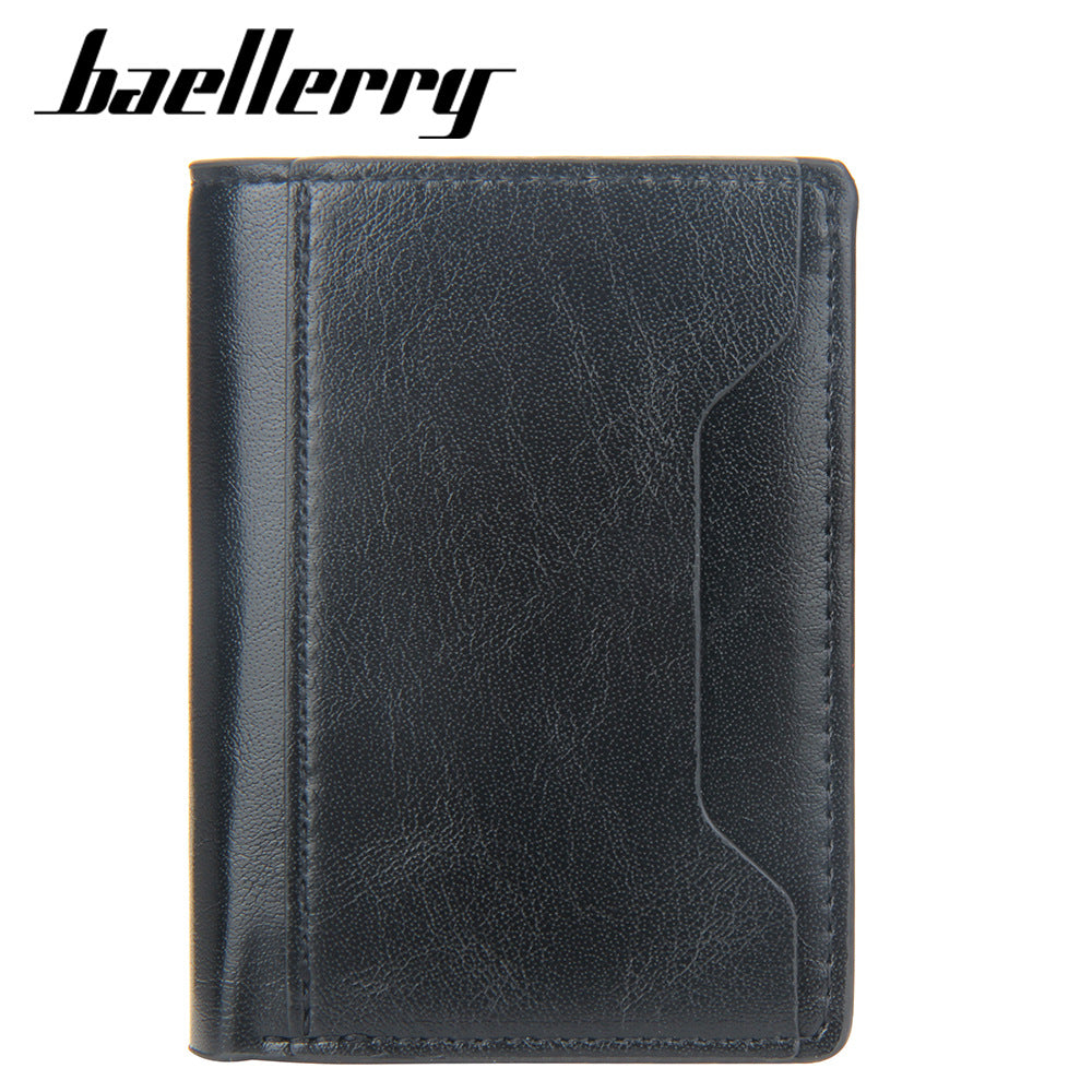 Baellerry men's short card bag RFID card clip multi-card position automatic elastic card anti-magnetic and anti-theft aluminum box card sleeve