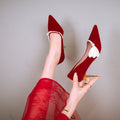 Pearl bridal high heels 2022 new pointed toe xiuhe dress wedding shoes for pregnant women, comfortable chinese style wedding shoes for women