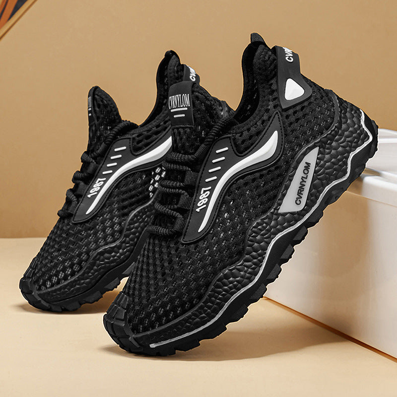 Summer men's new comfortable hollow-out 2026 mesh breathable soft sole anti-slip athletic running shoes
