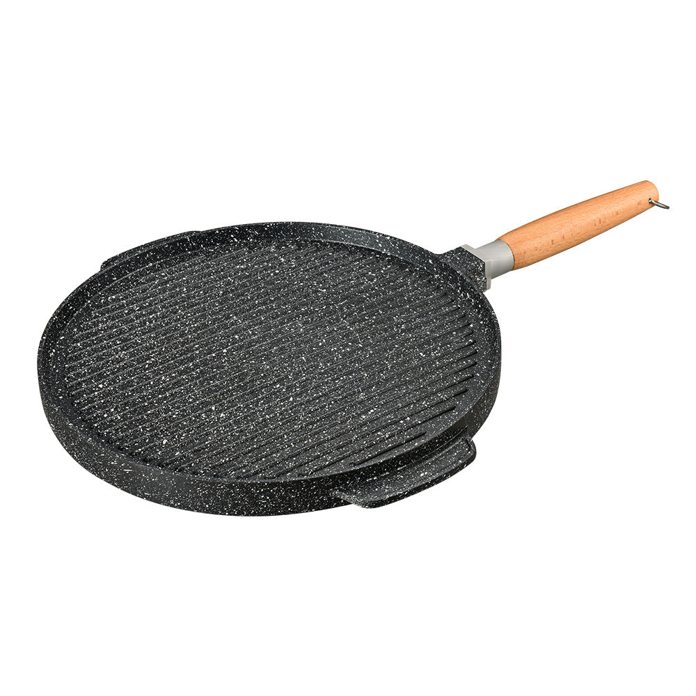 Factory direct supply for home aluminum non-stick round teppanyaki steak pizza stone frying pan baking dish