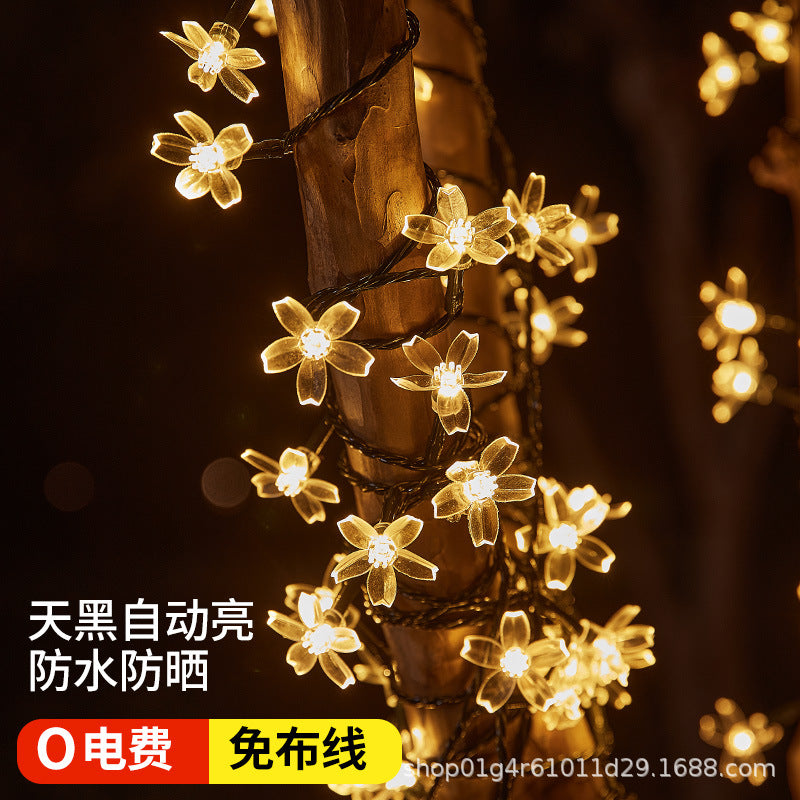 LED bubble ball light string solar pentagram lights wholesale outdoor waterproof camping lights garden decoration flash lights