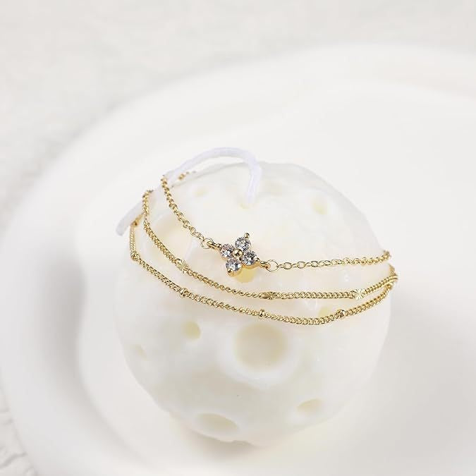 new arrival: amazon floral zircon beaded three-layer bracelet - layered jewelry, elegant, stylish, and perfect for a ladylike look