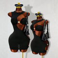 Amazon cross-border  fashion new solid color cutout one-shoulder bodycon dress - sexy & spicy