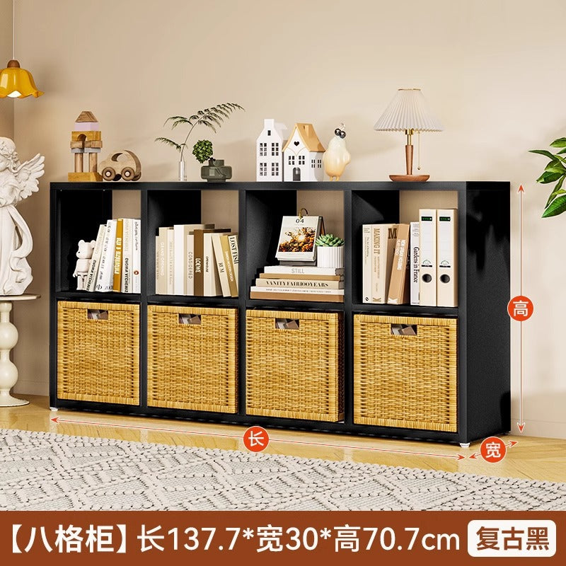 Freestanding steel bookcase for home use - modular grid design, wall-mounted or freestanding, multi-tier bookshelf, children's iron art storage rack