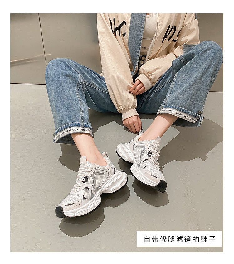 Dad shoes women's 2026 summer autumnew arrival women's mesh breathable whiteheight increaser small casual sports women's shoes
