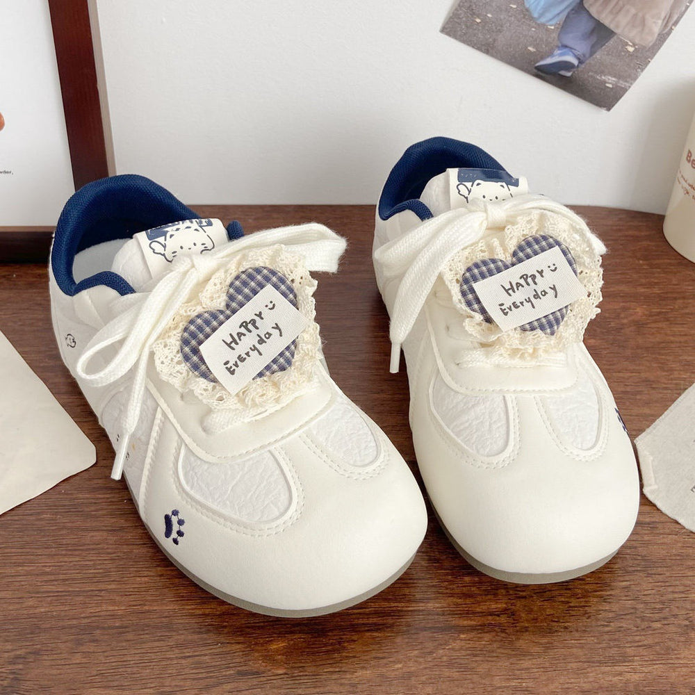 Versatile round-toe student sneakers, sweet style flat shoes, 2026 spring new collection, collegiate style color block german army trainers